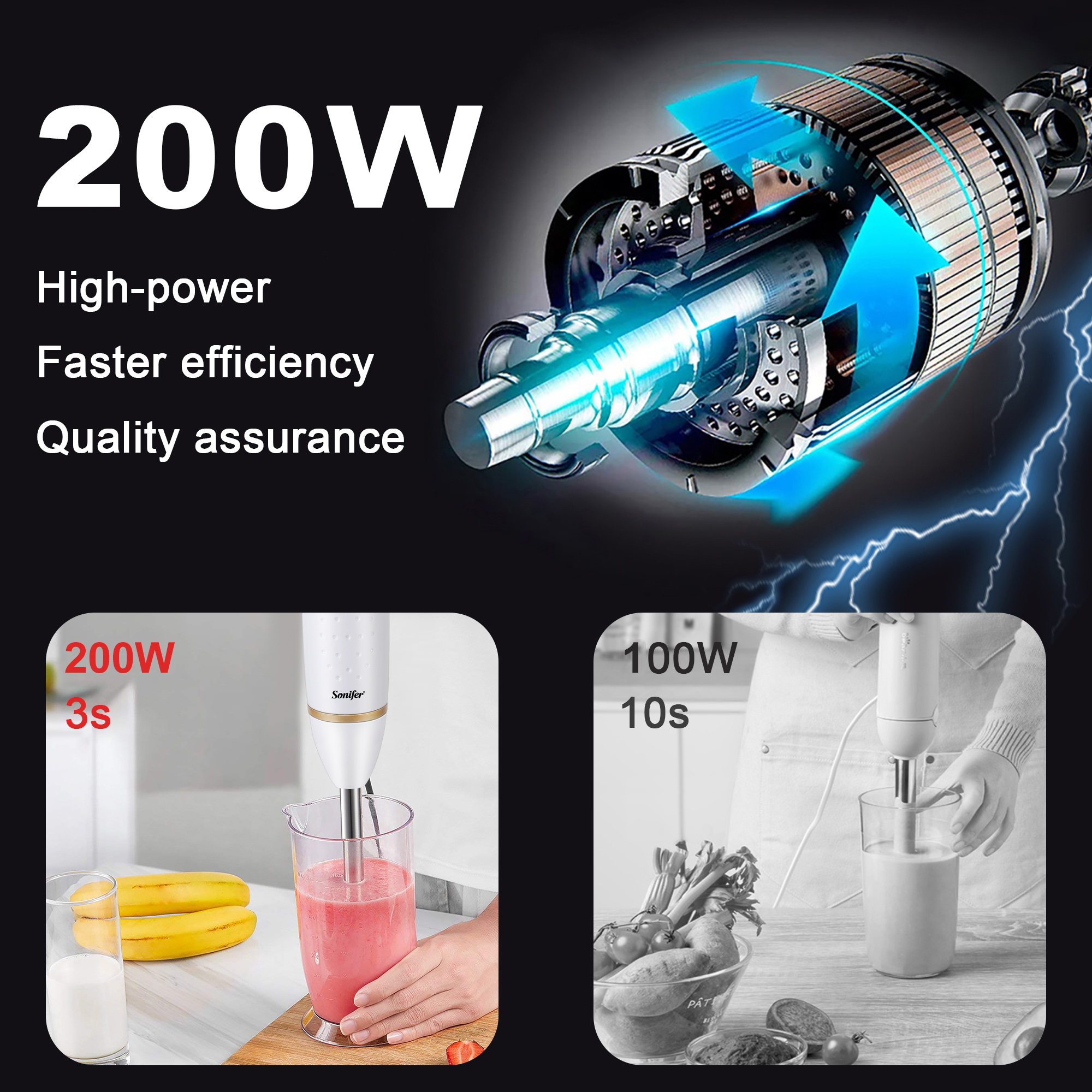 Sonifer staafmixer Elektrische staafmixer 200 W met afneembare basishakmolen Voor sappen jam gemalen ijs