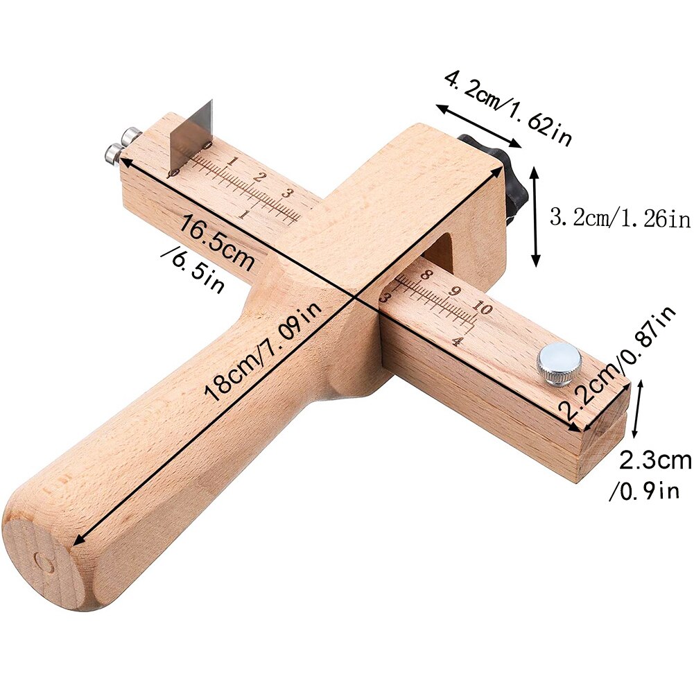 Adjustable Wooden Strip And Strap Cutter Leather Craft Cutter Strap Belt DIY Hand Cutting Tools Strip Cutter With 5 Blades