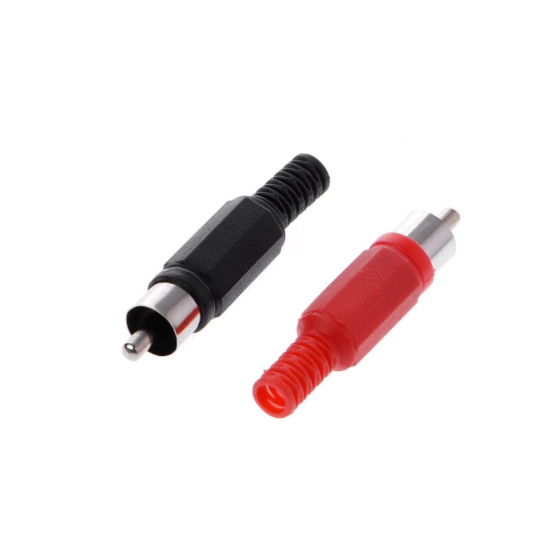 20 Pcs Zwart Rood Solder Rca Male Plug Audio Video Adapter Connector