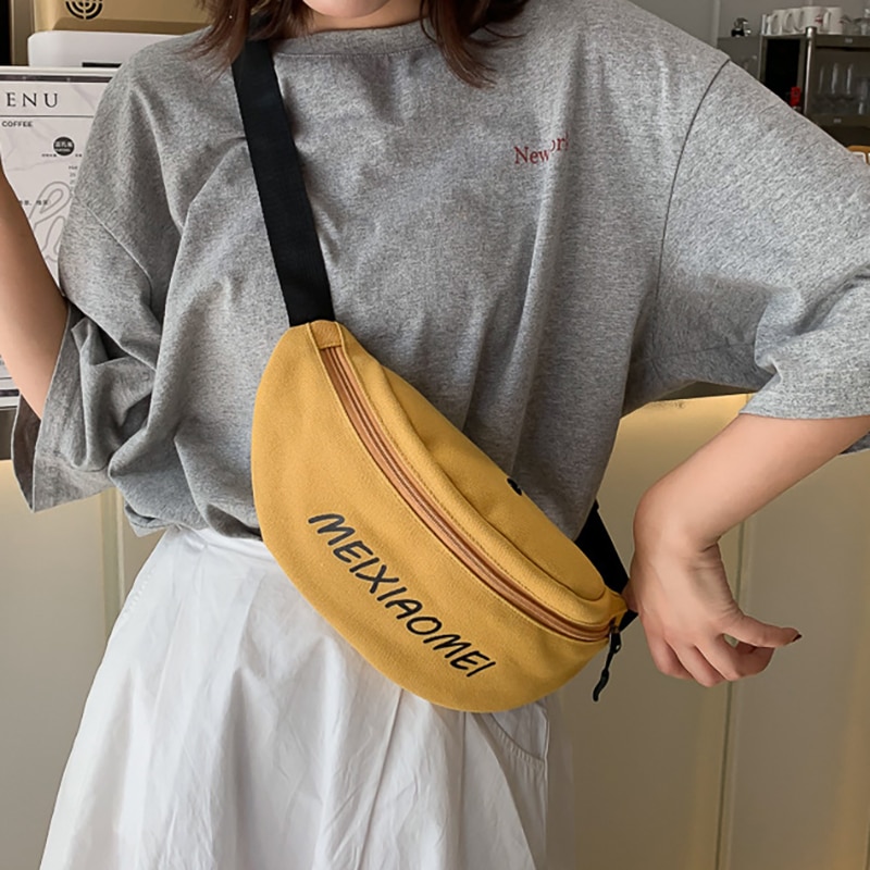 Summer Crossbody Bags Women's Waist Bag Fanny Packs Belt Hips Kindey Bag Zipper Hip Pop Chest Phone Purse Canvas Shoulder Bag