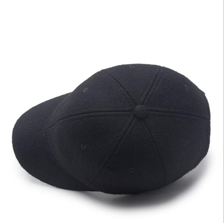 Seioum winter baseball petten voor heren korte klep 5cm zwarte wollen pet heren dad hat baseball pet rusland hoed bone masculino