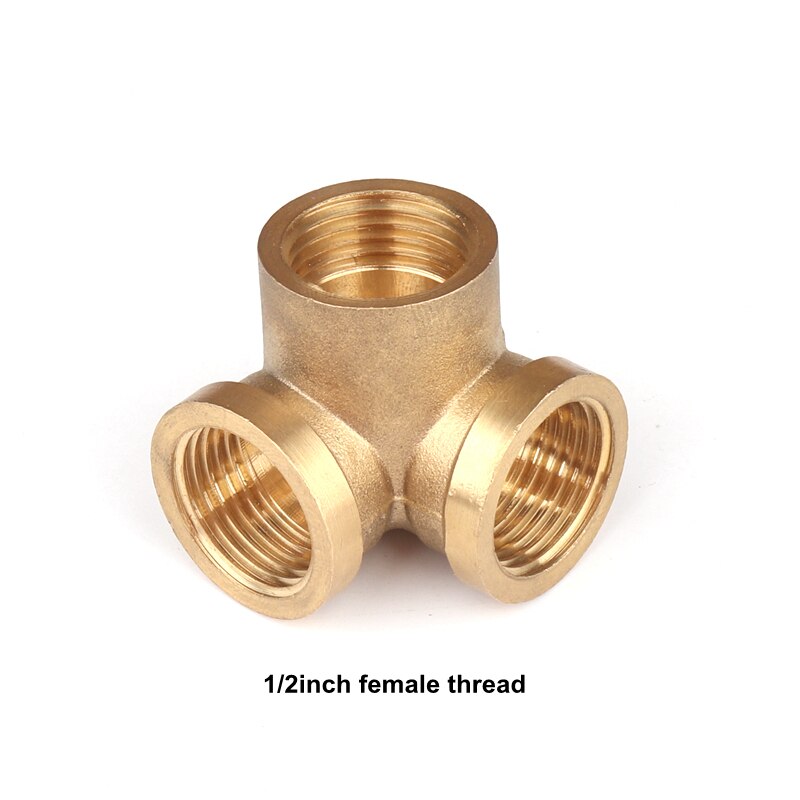 1pc 1/2Inch Female Thread Brass Tee Connectors Three-Dimensional Plumbing Fittings Brass 3-Way Adapters: A