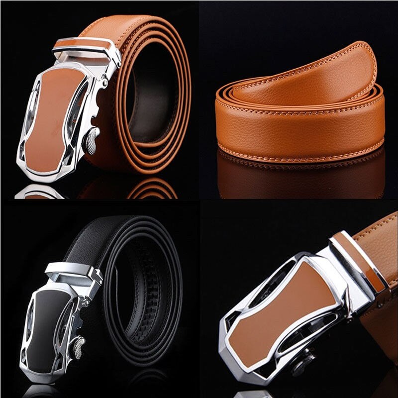 Adjustable Length Men Casual Waistband Leather Automatic Buckle Belt Waist Formal Suit Belt Accessory