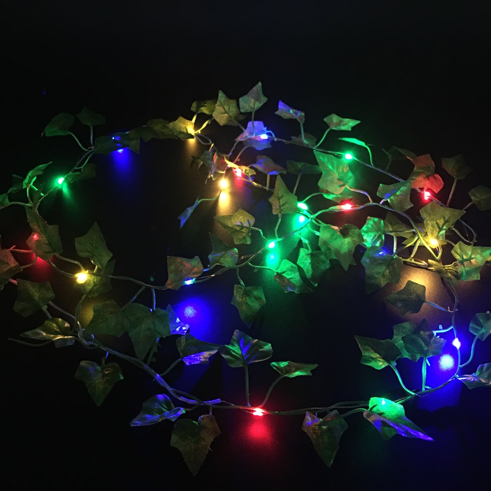 2m/ 20 led kunstige planter streng lys grøn blad efeu vin fe lys streng ahorn blade lampe krans gør-det-selv hængende belysning