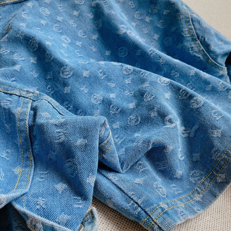 Chaquetas de otoño para niños y niñas, abrigos para bebés de tela vaquera azul de manga larga, chaquetas casuales para niños, ropa para niños E2151,