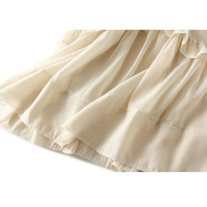 OHRYIYIE Falda Midi de tul para mujer, falda larga de color blanco y Beige, suave, plisada, a la , para primavera y verano