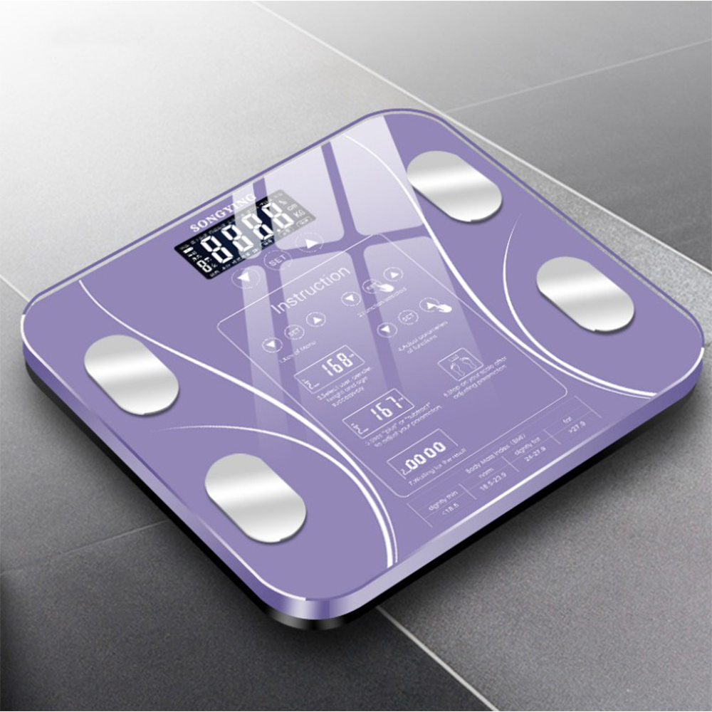 15 Datas Body Fat Scale BMI Scale Smart Electronic ​Scales LED Digital Bathroom Weight Scale Balance Body Composition Analyzer: Purple