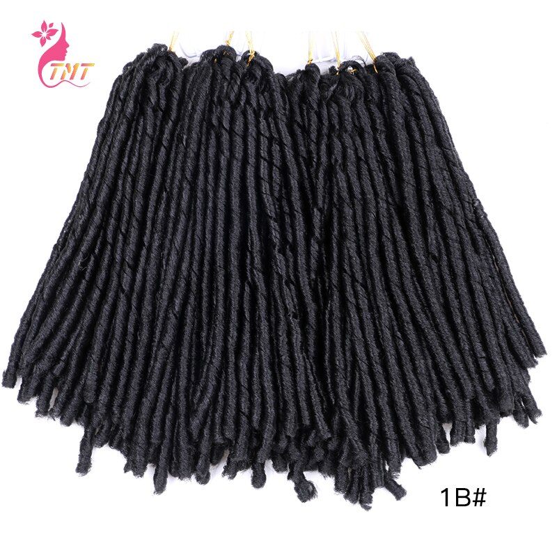 Trenzas de pelo trenzado de ganchillo para mujer, pelo sintético suave de imitación, 14 pulgadas, trenzas de ganchillo Jumbo, extensiones de cabello TMT: 1B