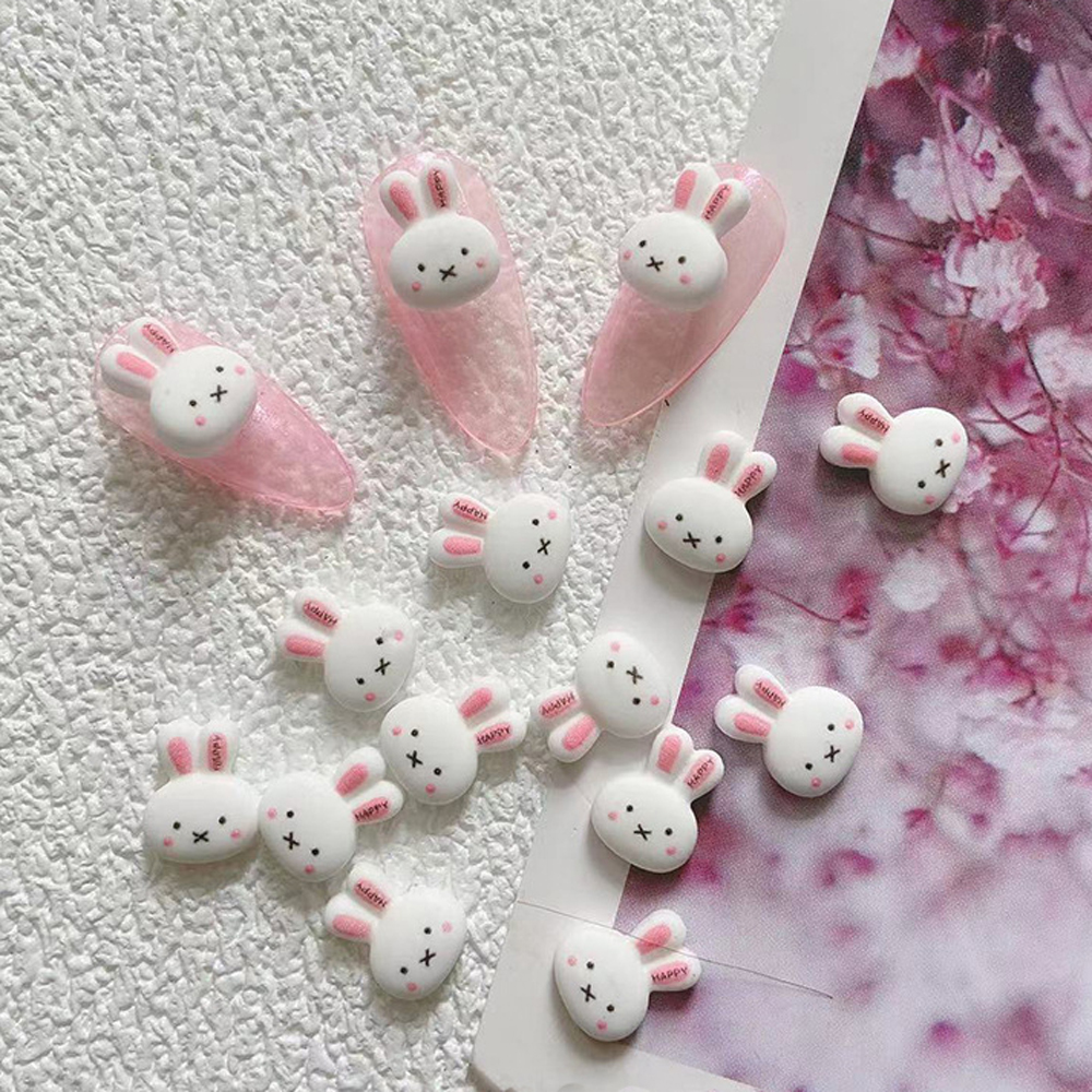 10 stks Cartoon Bunny Nail Art Charm 3D Snoep Kleur Hars Cartoon Dier Lollipop Nageldecoratie Korea Kawaii Nagelaccessoires