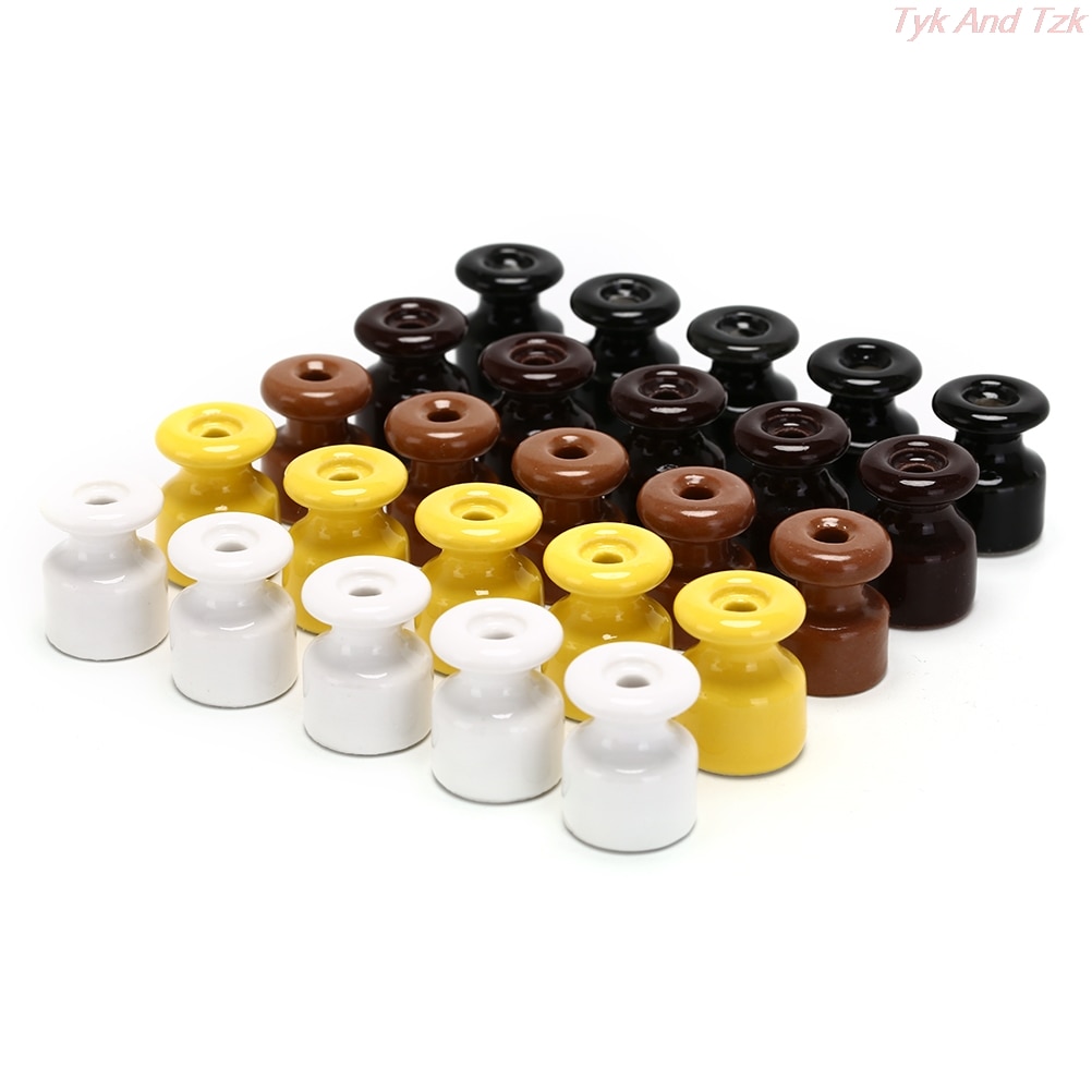 Isolant électrique en porcelaine, pour câblage mural, isolant en céramique haute fréquence, 5 couleurs, 5 pièces/lot
