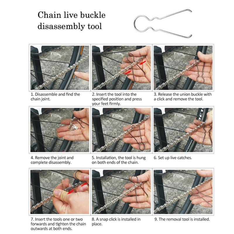Herramienta de deficación de cadenas de demolición de bicicleta, hebilla de bicicleta de montaña, extracción de cadena, herramienta sencilla portátil, Herramientas de reparación de bicicletas