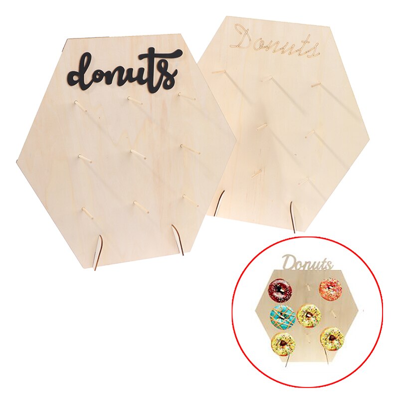 Wooden DIY Donuts Wall Stand Dessert Cake Display Rack Wedding Birthday Party Mother's Day