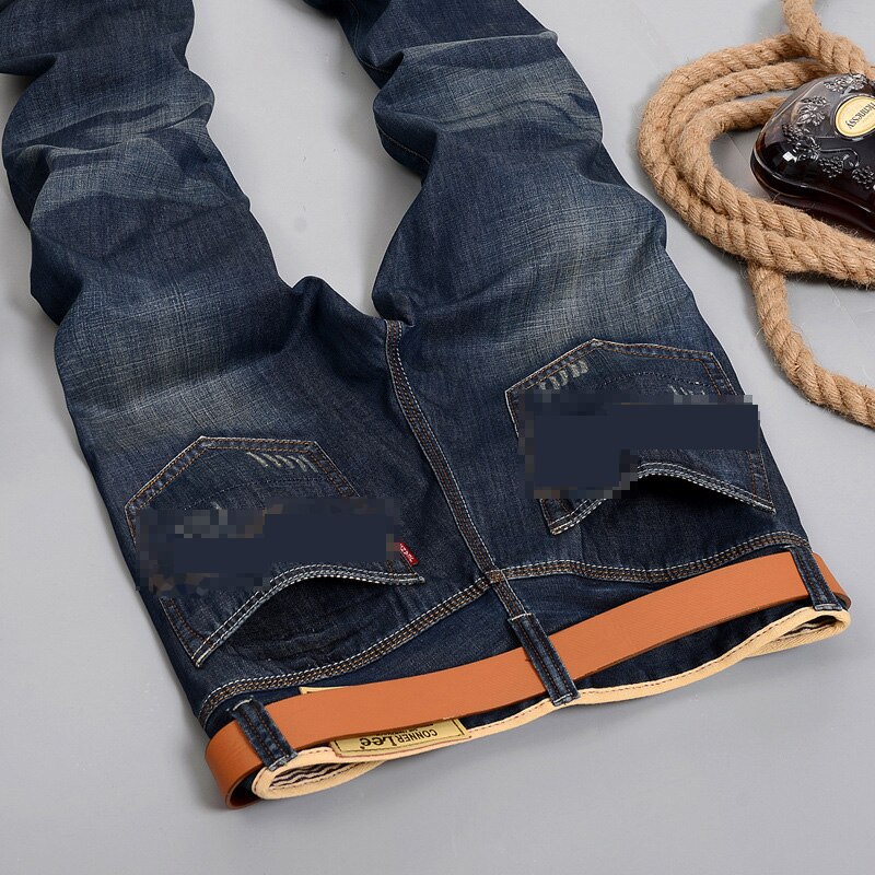 Summer Men Elasticity Jeans Loose Men's Denim Pants Business Casual Male Straight Trousers