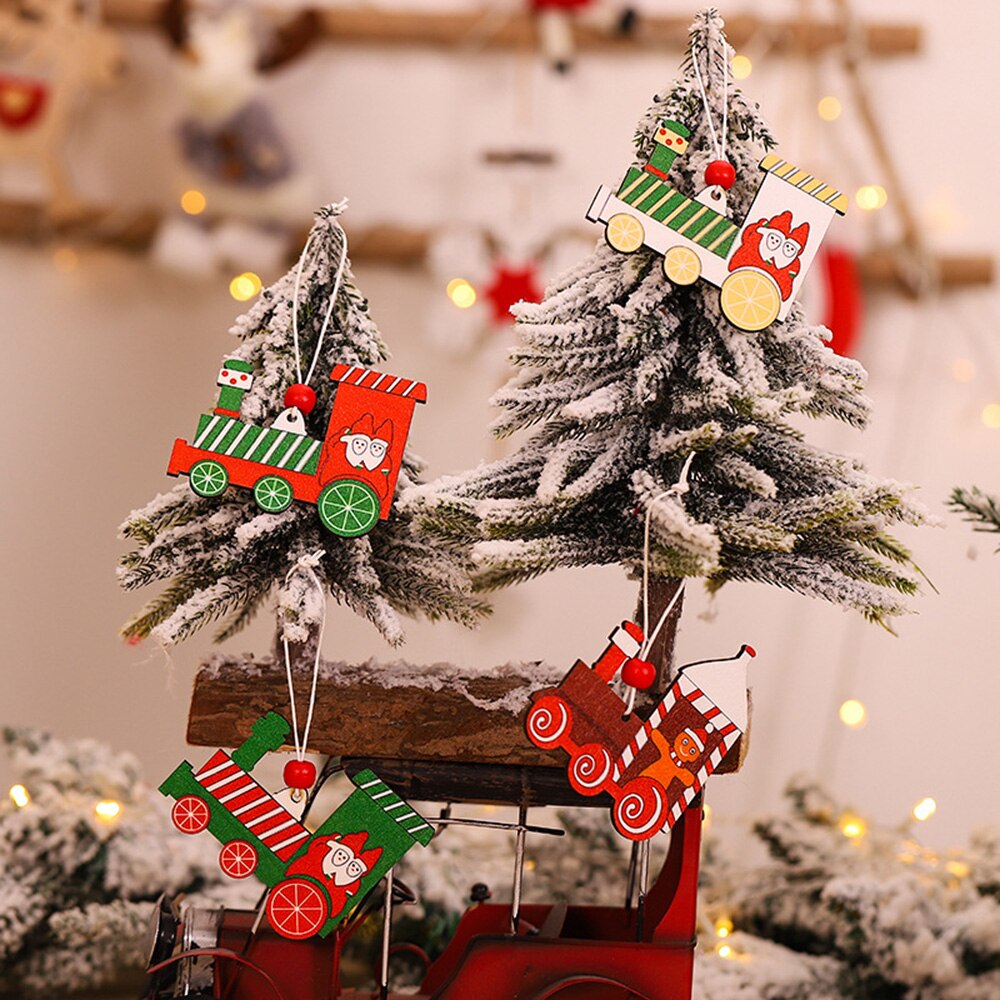 Versiering Houten Hanger 4 Stuks Kerst Kerstman Decor Houten Ornamenten: Multicolor