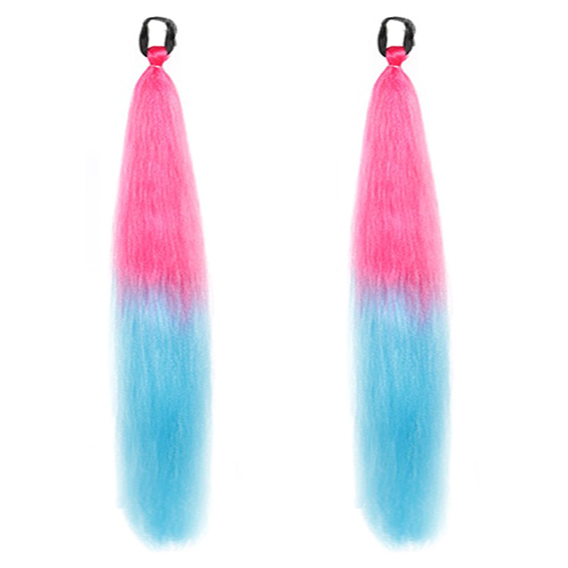 2 uds 24 pulgadas cola de caballo recta larga sintética con pelo elástico pelo trenzado colorido extensiones de cabello de cola de caballo accesorios para el cabello: 4/27HL