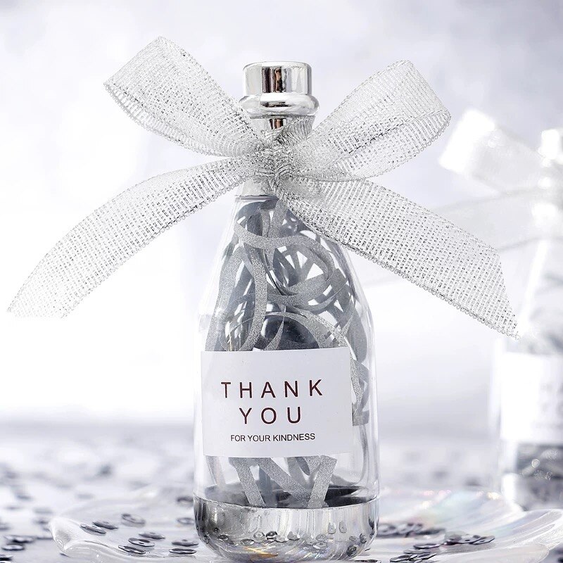12 Stuks Dank U Plastic Snoep Doos Diy Champagne Fles Plastic Doos Baby Douche Bruiloft Gunst Geschenkdozen Party Decoratie supply