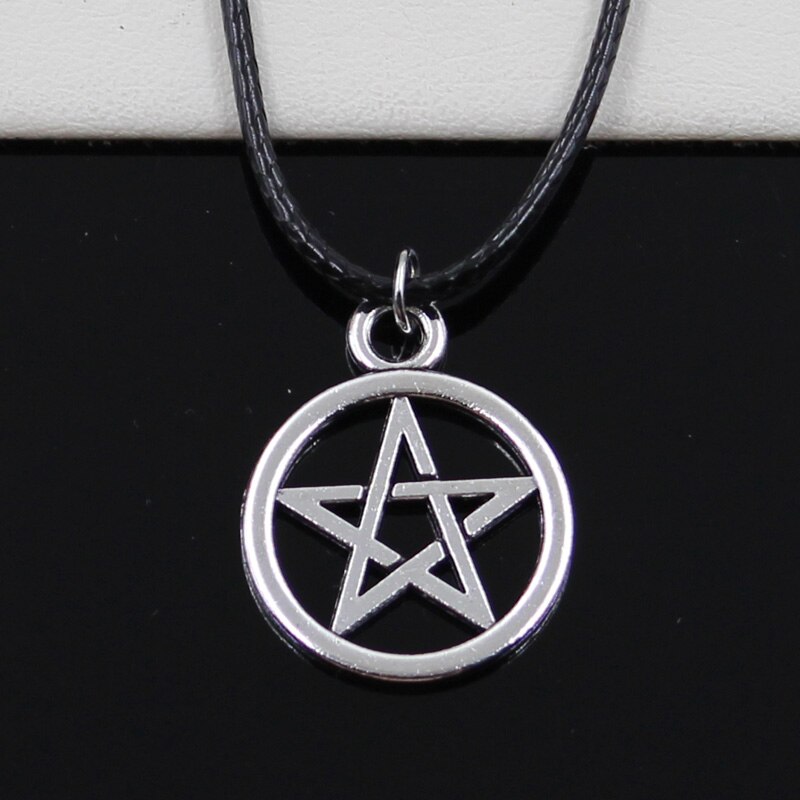 Nuovo di Modo D&#39;argento Tibetano Del Pendente di Colore Star Pentagramma Collana Del Choker di Fascino Nero Cavo di Cuoio di Prezzi di Fabbrica di Gioielli Fatti A Mano