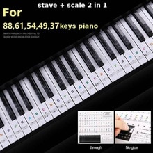 Transparante Piano Toetsenbord Sticker 54/61 Sleutel Elektronische Keyboard Piano Sticker 88 Key Piano Stave Note Sticker voor Witte Toetsen