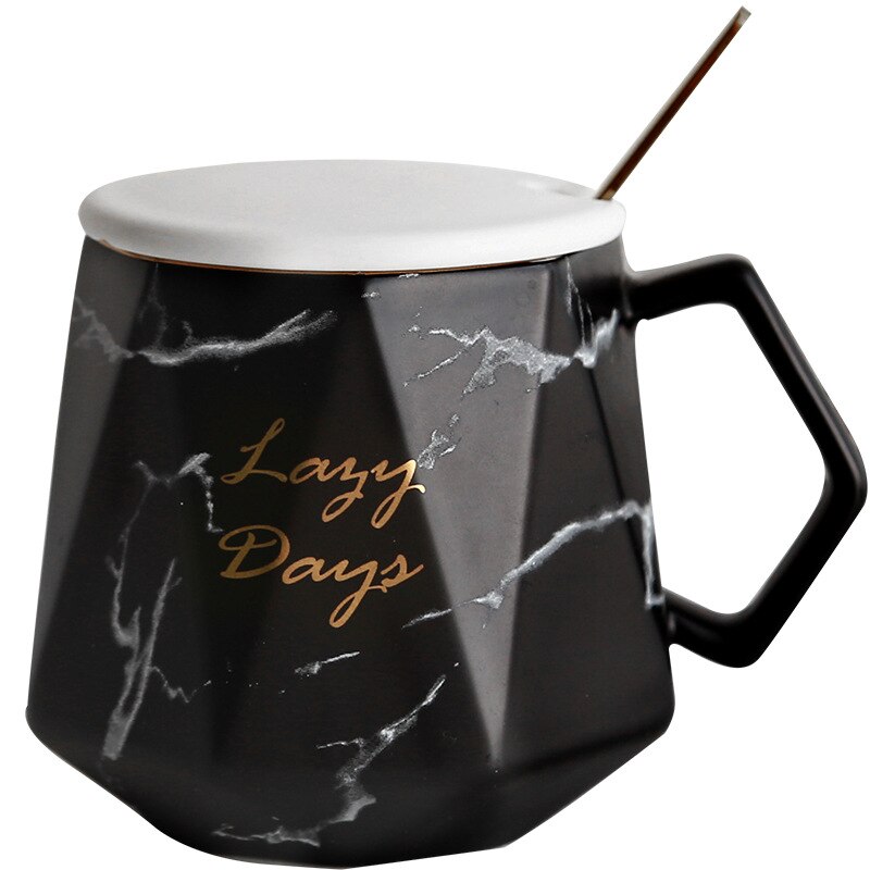 Marble Glazes Ceramic Mug Porcelain Rhombus Shaped Drinking Tea Mugs Breakfast Office Water Coffee Cups for Men Women