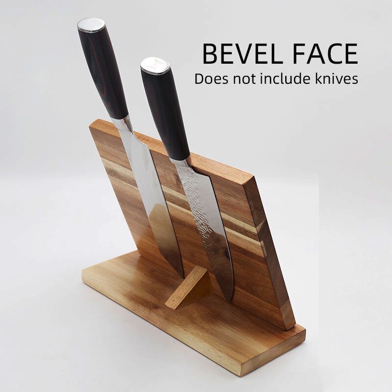 Magnetic Knife Block Natural Wood Knife Organizer Block Oblique Knife Dock Kitchen Scissor Holder Strongly Magnetic: bevel face