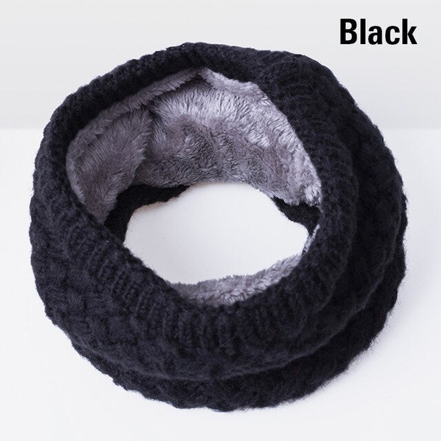 Winter Scarves Men Women knitted Cotton Autumn Scarves Children Boy girl Unisex Warm Thicken Wool Plus Velvet Scarves: black