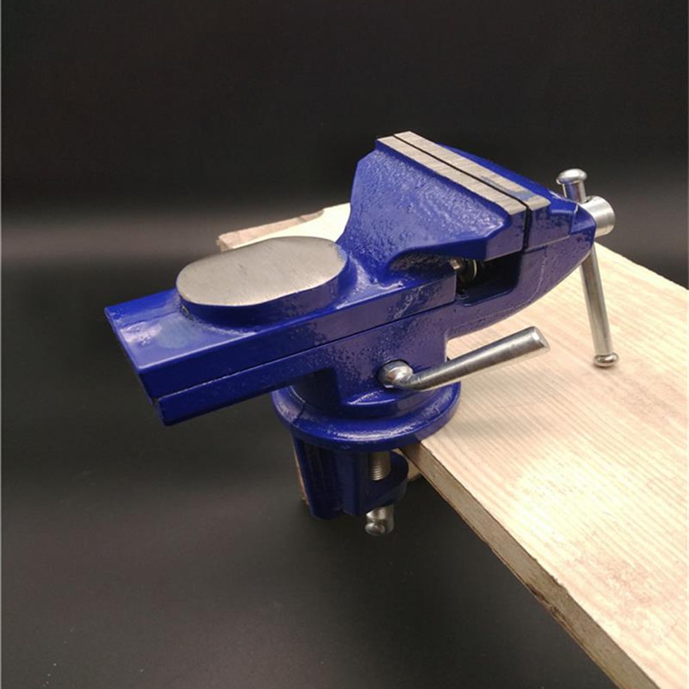 Small Cast Iron Clamp On Table Vise Bench Vise 360 Degree Swivel Base Cast Iron Table Top Clamp Press Vice with Anvil