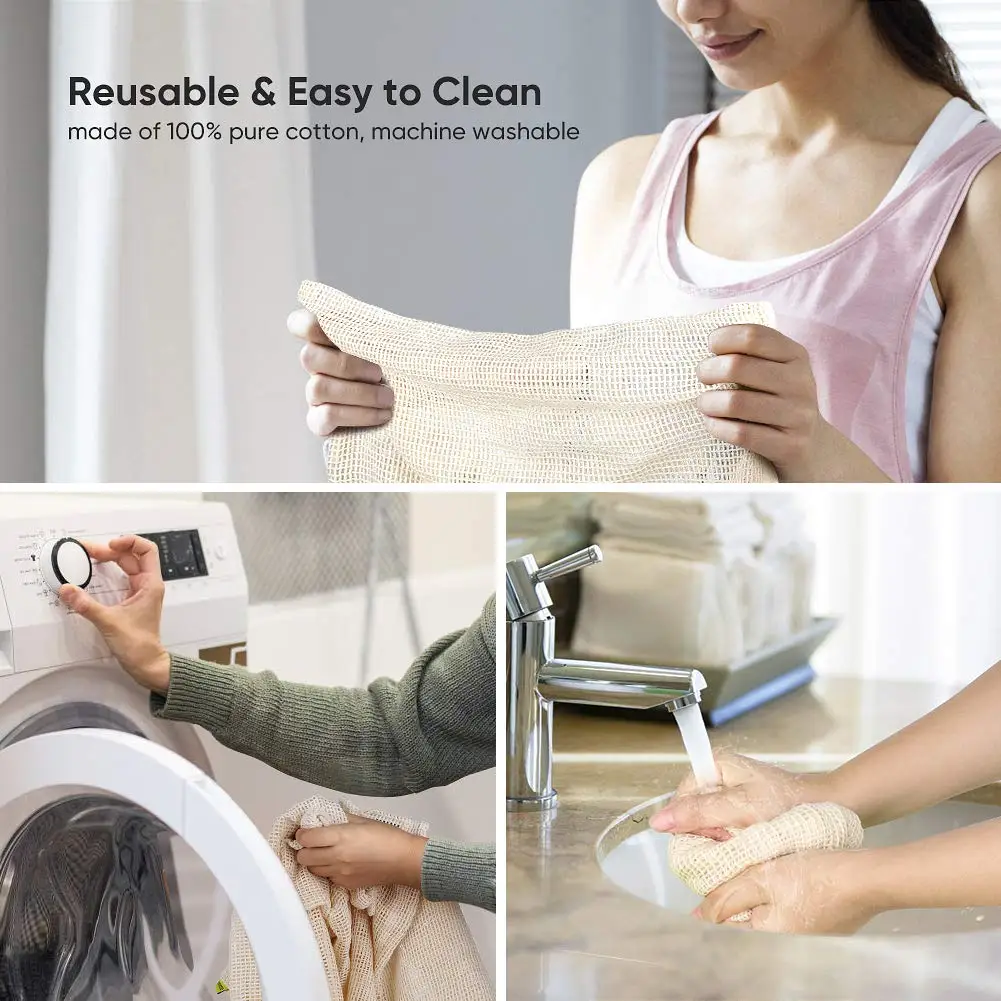 Milieuvriendelijke, 100% biologische katoenen gaaszakken, biologisch afbreekbare keukengroentefruitzak, opbergtas Herbruikbare producten