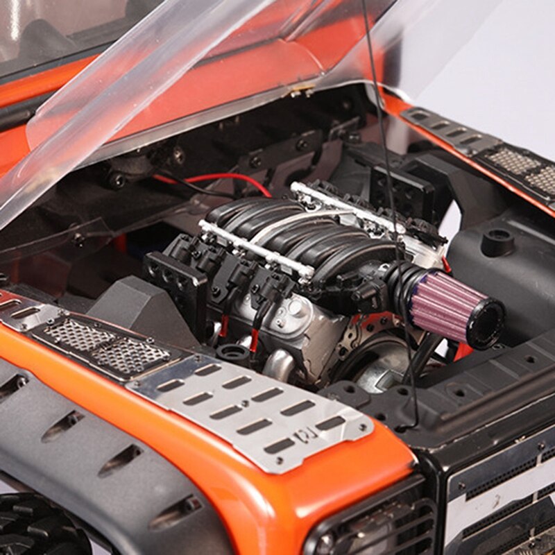 V8 6.2L cubierta de Motor de simulación radiador ventilador de Motor para 1/10 escala Trx4 Jeep Land Rover D90/110/130 Rc piezas de coche