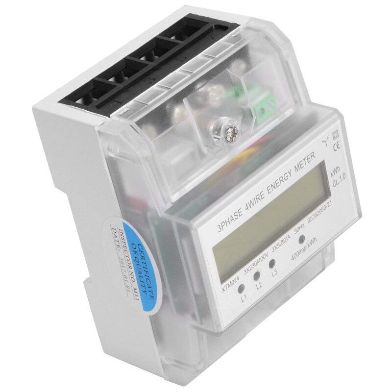 Digital Lcd 50Hz 5(80)A 3X230V/400V Energy Meter 3-Phase 4-Wire Din Rail Electricity Power Accurate