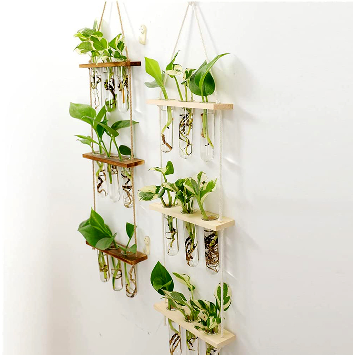 Vegghengende glass planter planter forplante stasjon med tre stativ retro hydroponiske blomster reagensglass vase til hage dekorasjon