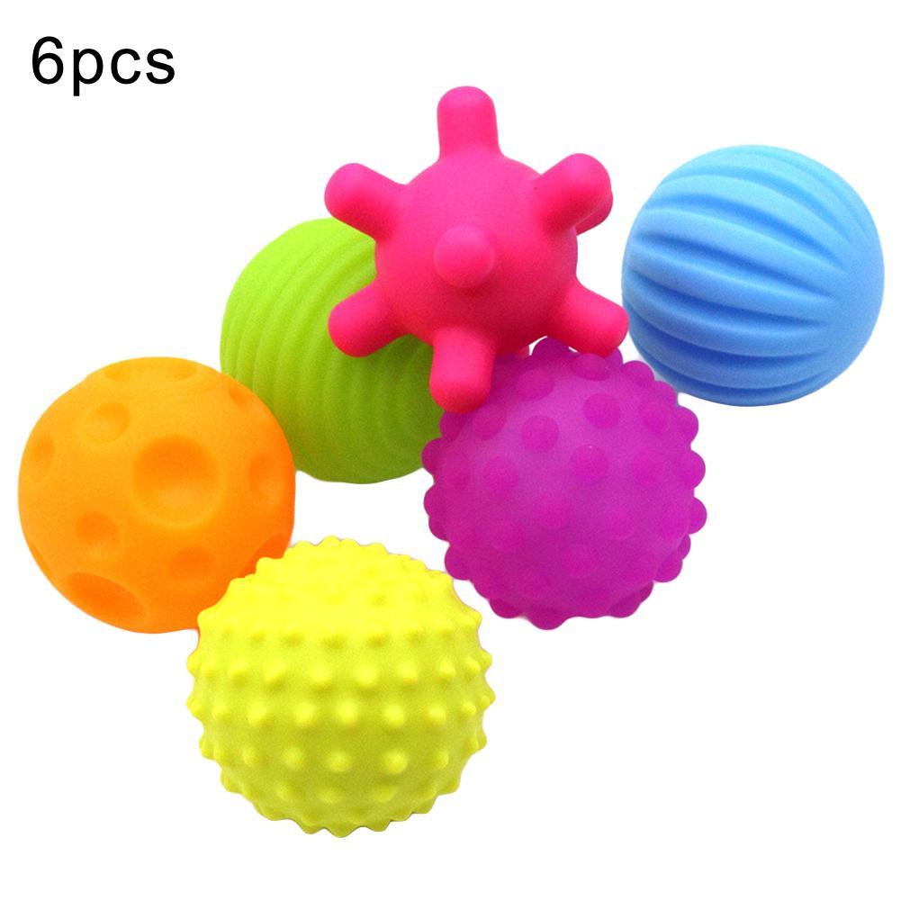 6Pcs Sensory Touch Multiple Textured Baby Balls with BB Sound Bath Education Toy Textured Ball