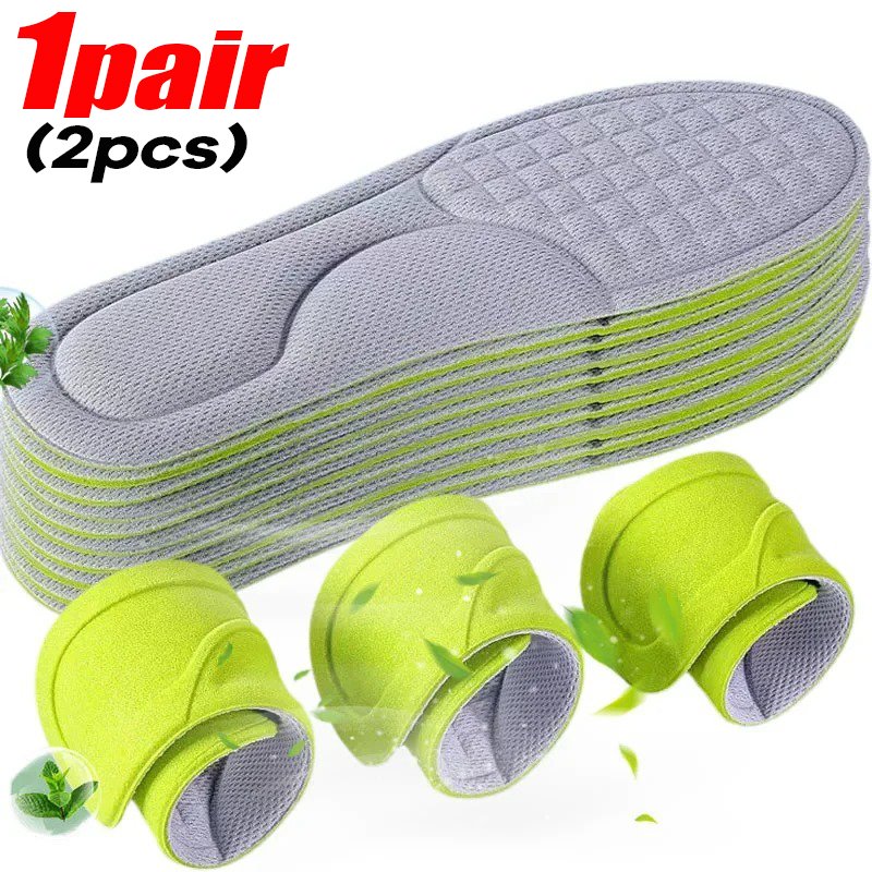 Plantillas ortopédicas de espuma viscoelástica Unisex, plantilla desodorizante, zapatos deportivos, absorbe el sudor, accesorios antibacterianos suaves, 1-5 pares: Oro / 1