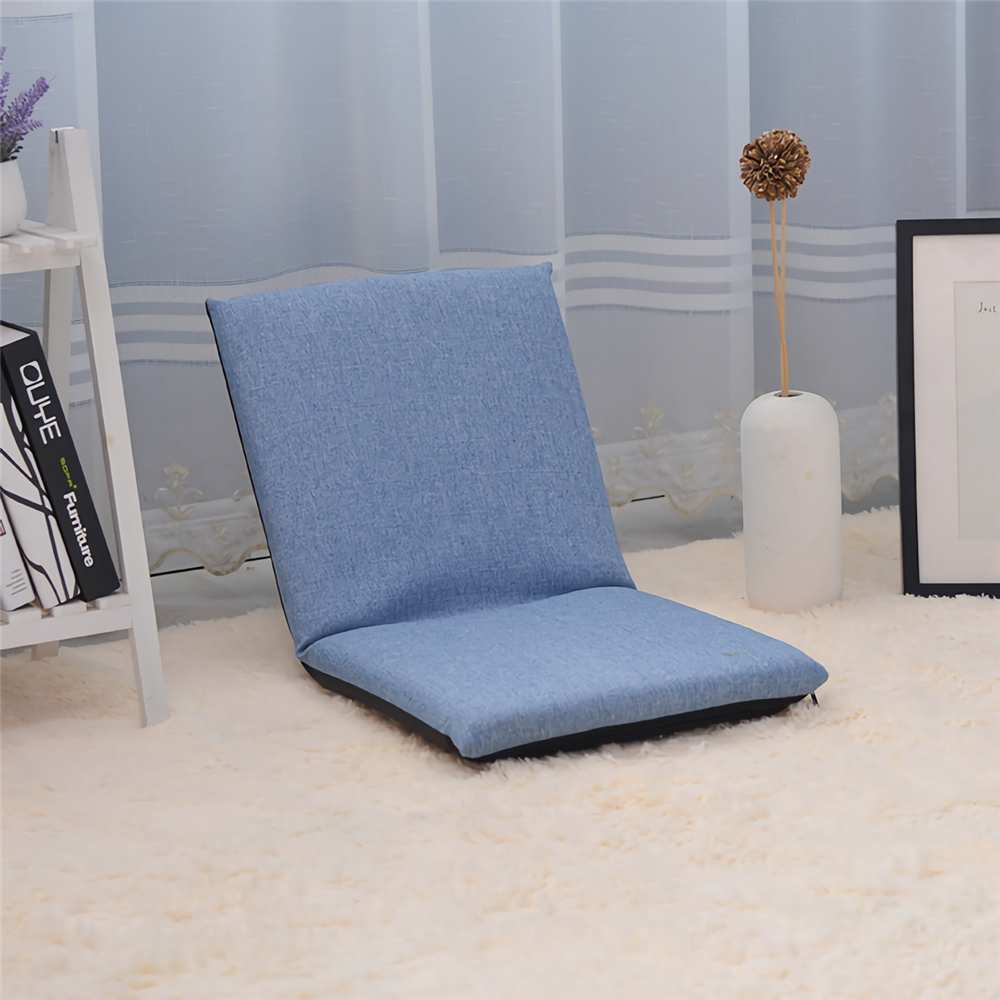 Sammenklappelig lænestol justerbar afslappende doven sofa gulv sædehynde liggestol en-person sammenklappelig seng lille sofa rygstol: Blå