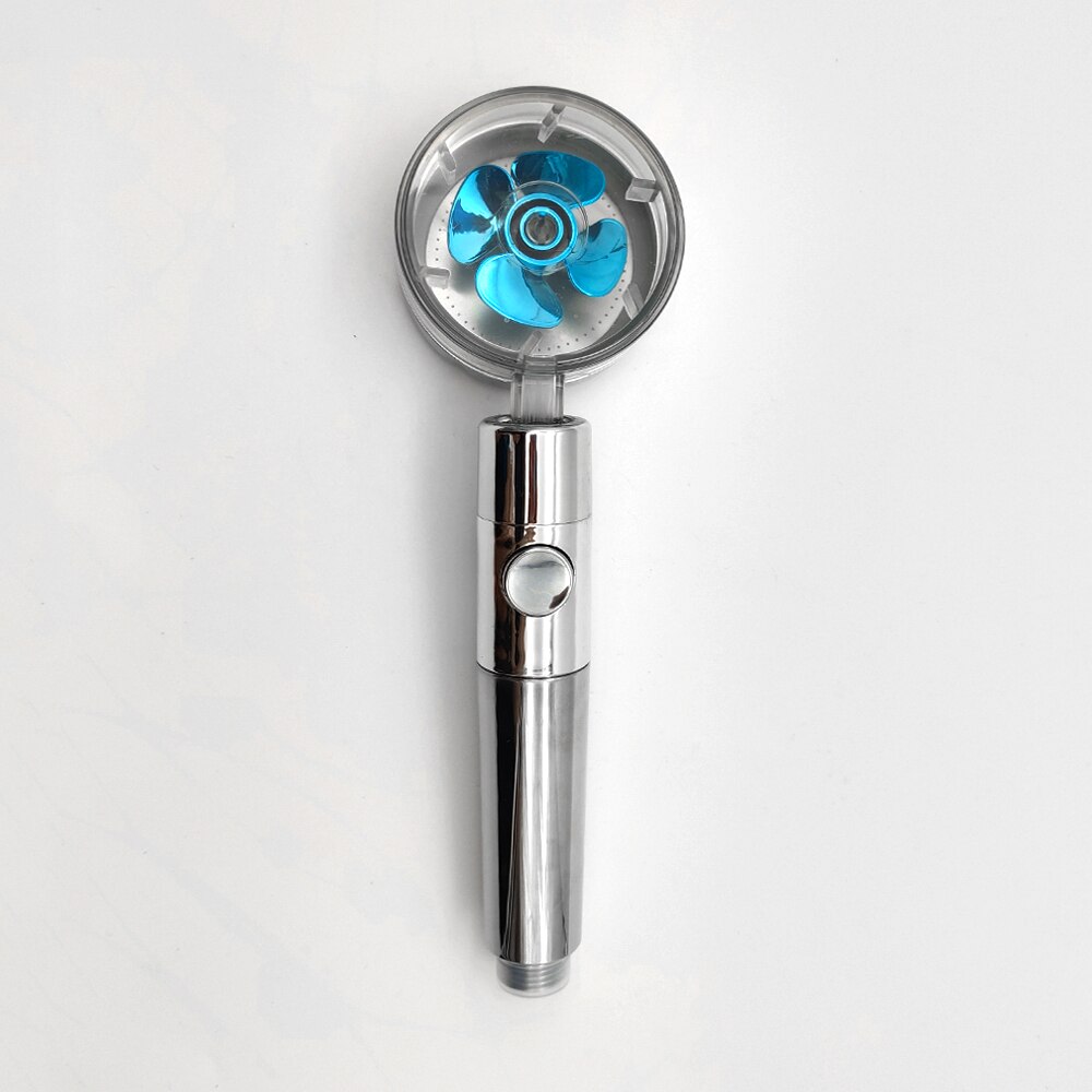 Pommeau de douche avec bouton d&#39;arrêt, économie d&#39;eau, haute pression, buse de pulvérisation, accessoires de salle de bain, nouveauté: Blue Fan Shower