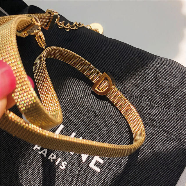 Europäischen und Amerikanischen stil Gold Titan stahl buchstaben exquisit kurzen hals kette kette kette gefühl kleinen kurzen neckla: Default Title