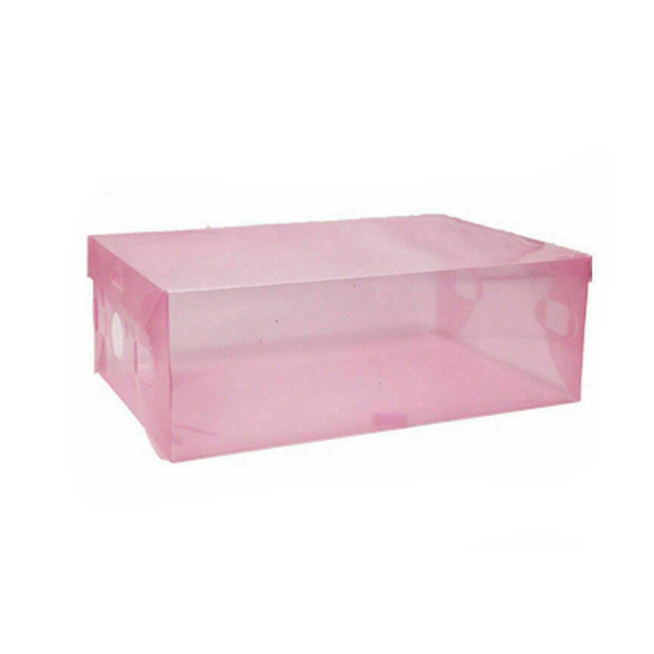 10 Uds. Caja organizadora de zapatos transparente caja de almacenamiento a prueba de polvo armario de zapatos superpuesto Clamshell organizador de zapatos Zapatero PVC: Rosa