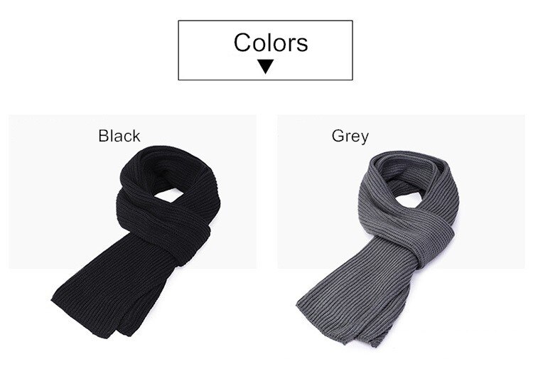 Men's Knitted Scarf Winter Muffler Warm Face Protection Earflaps Shawl Chenille Hand Knitting Scarves Leisure Black Grey