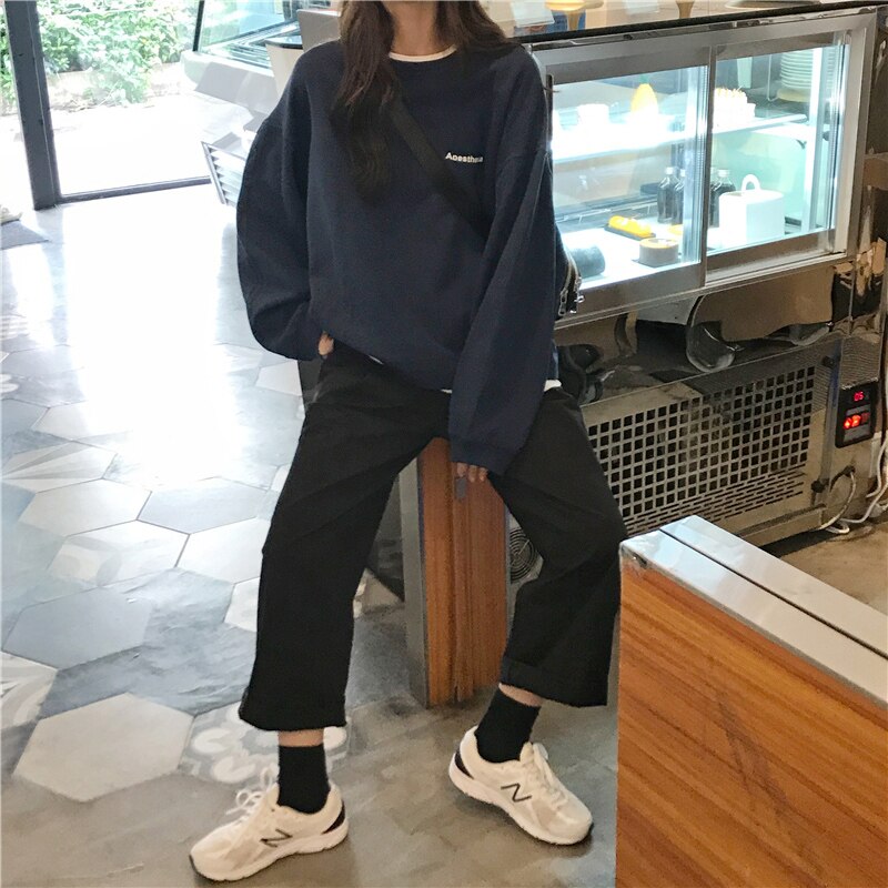 No Hat Hoodies mujeres Simple All-match coreano-estilo suelto sudaderas de esparcimiento estudiante fino cómodo de Patchwork Ulzzang
