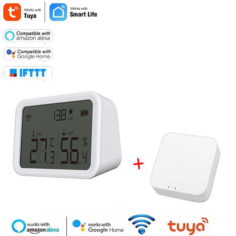 Tuya Wifi Temperatuur En Vochtigheid Sensor Indoor Hygrometer Thermometer Met Lcd-scherm Ondersteuning Alexa Google Assistent