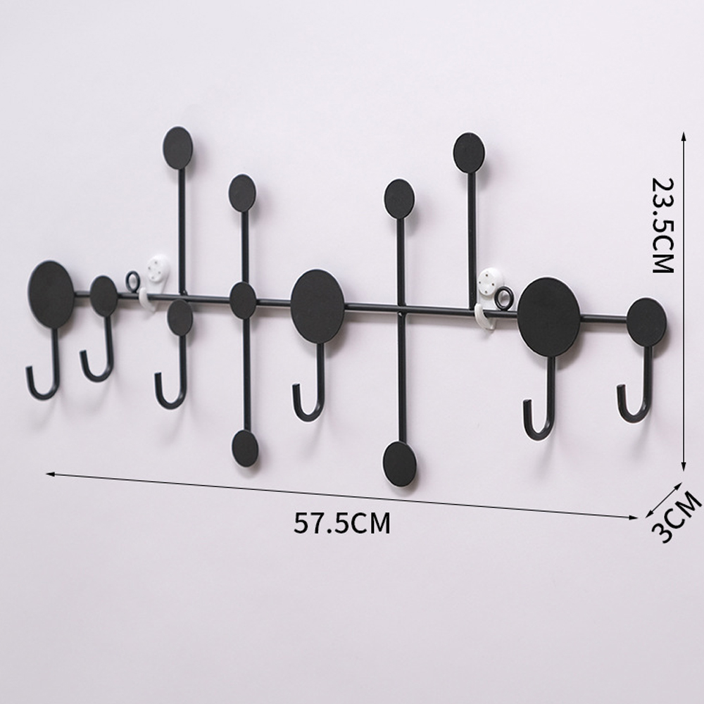 Bathroom Living Room Wall Shelf With Hook Wall Mounted Lockers Entrance Key Hanging Home Decoration Nordic: Black L