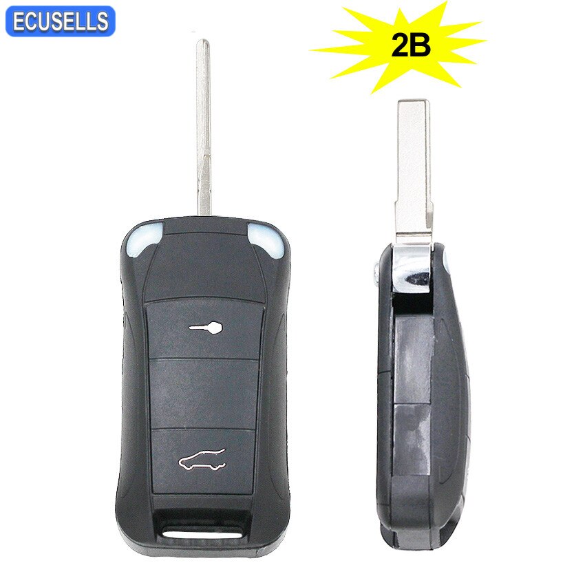 2 Knoppen Vouwen Flip Remote Key Shell Case Smart Auto Sleutel Behuizing Voor Porsche Cayenne 2004 2005 2006 2007