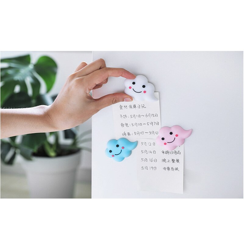 3Pcs Magneten Leuke Witte Wolk Hars Magnetische Koelkast Interieurstickers Home Office Stickers Decoratieve Magneten