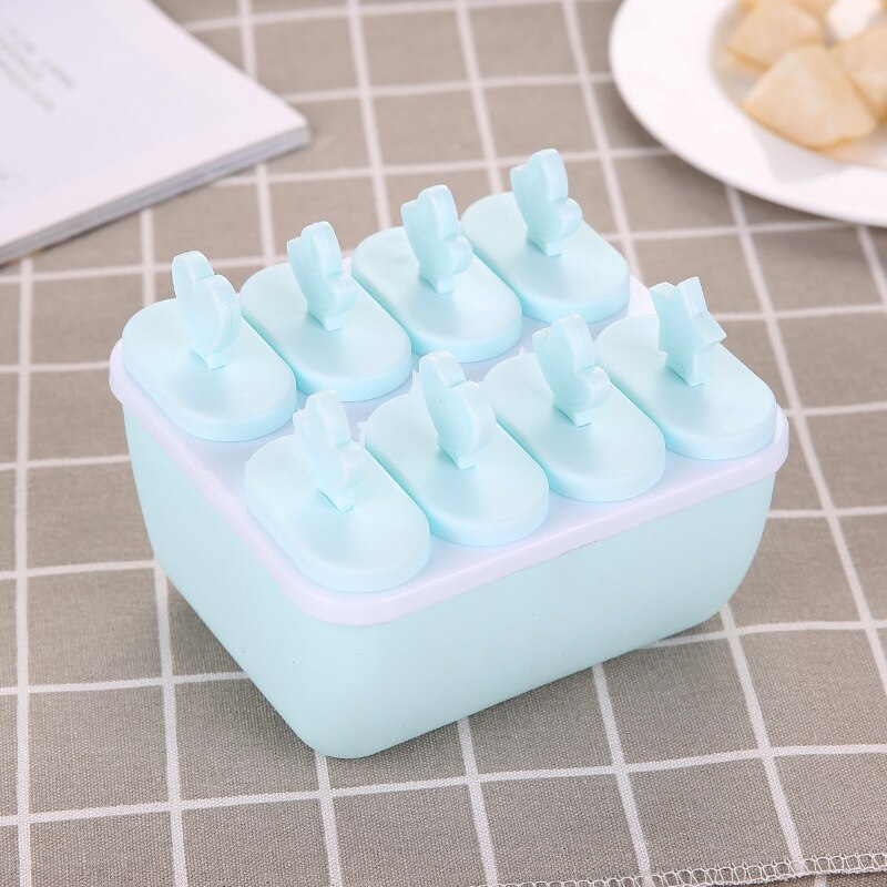 Molde de silicona para helados de gran tamaño, 4 celdas, para postres caseros, congelador, frutas y zumos: Blue Square 8 pcs