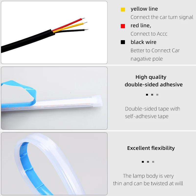 Luces de circulación diurna para camión de 24V, luz LED de intermitente que fluye, luz amarilla, arranque, escaneo dinámico, DRL, faro impermeable para camión