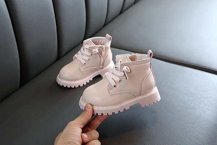 Bottes Martin pour enfants, chaussures à semelle souple, confortables et antidérapantes pour filles et garçons de 1 à 3 ans,: Rose / 25