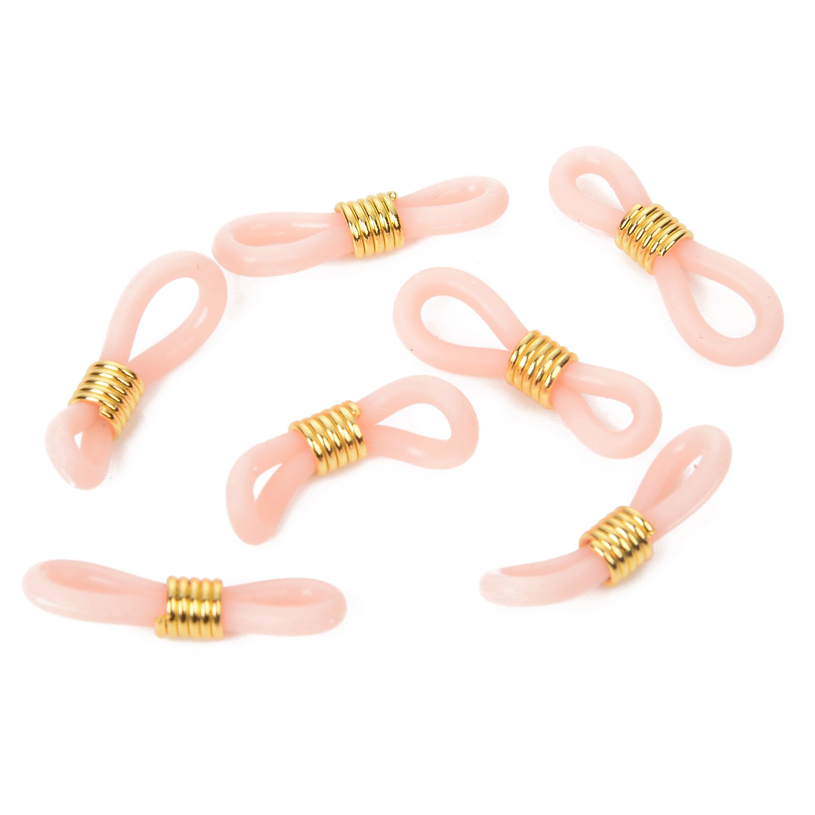 50 sztuk 22x11mm 18 kolory łańcuszek do okularów gumy silikonowej stop złota kołatka antypoślizgowe okulary okulary klamra DIY akcesoria: Beige