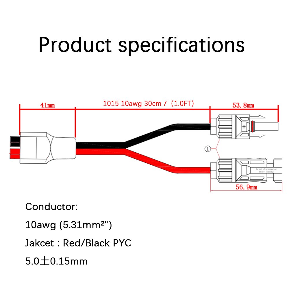 Kits de câbles de panneaux solaires, 10AWG pour Suaoki, générateur solaire Renogy Portable Powerstation-0.4 m/1.31ft