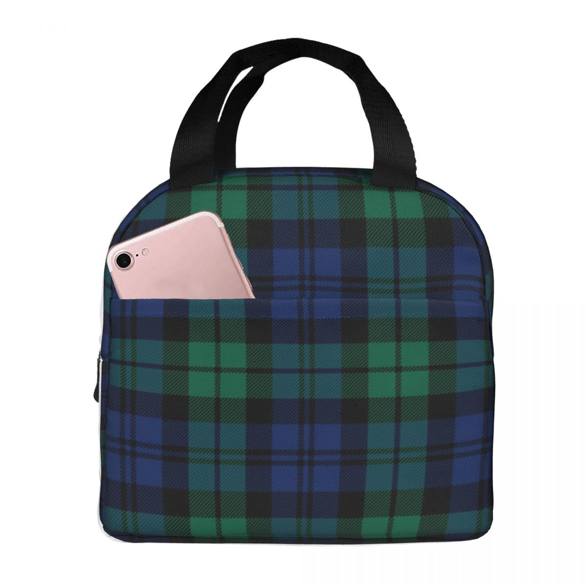 Royal Tartan Plaid Lunch Bag Waterproof Insulated Canvas Cooler Bag Thermal Cold Food Picnic Travel Tote for Women Children: Blue