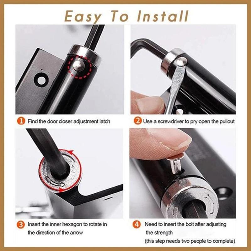 Adjustable Automatic Door Self-Closing Hinge Simple Buffer Household Page For Home Furniture Closer Rated Door Fire Rebound V8T2