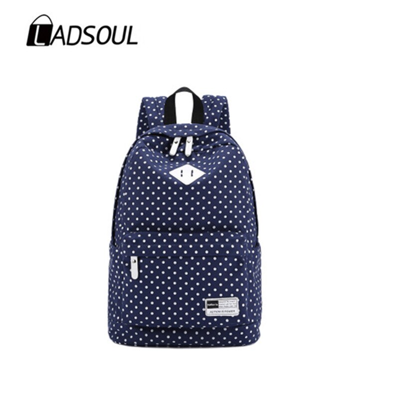 Ladsoul Lichtgewicht Casual Dagrugzak Canvas Polka Dot Rugzak 14 "-15" Laptop Pc Schooltas Voor Tiener Meisjes CD5588/H